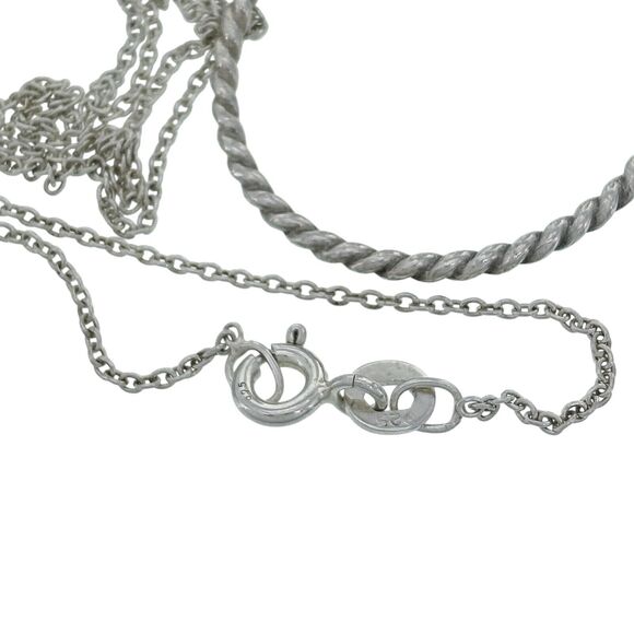 Vintage Sterling Silver 925 Twisted Circle Pendant Necklace 18" - Picture 2 of 4